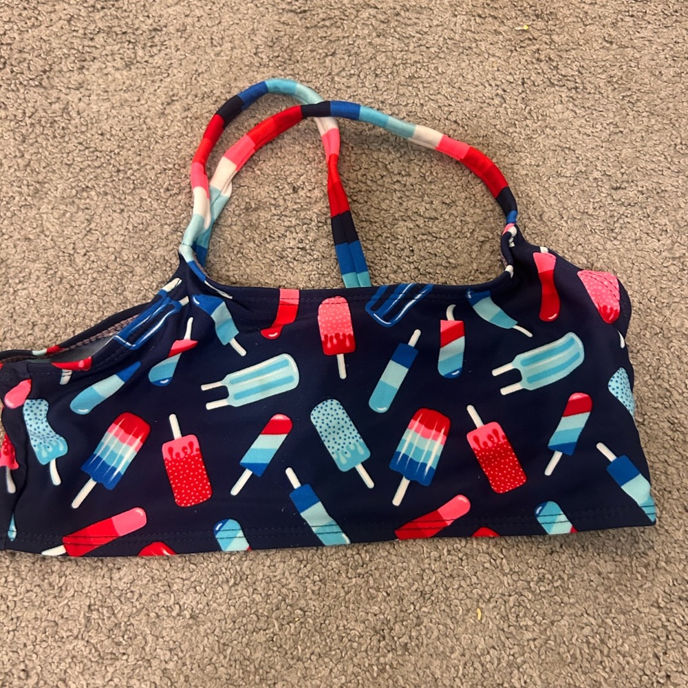 Colorful Popsicle Print Kids Bikini Top